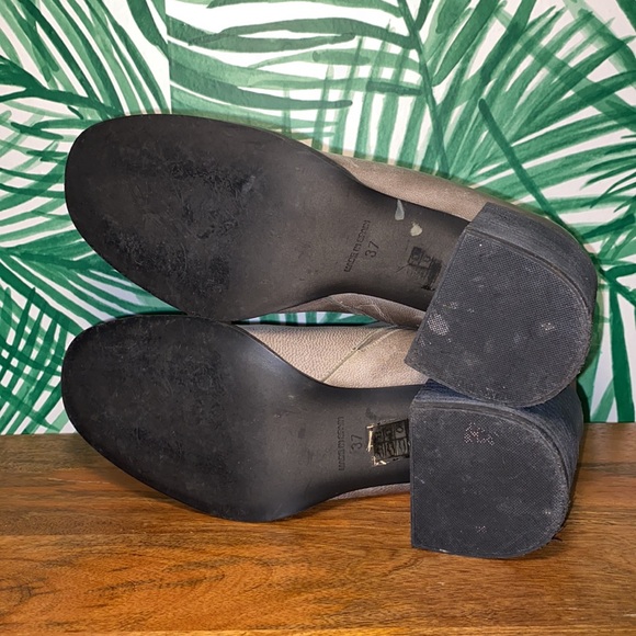 Free People Terrah Gray Leather Chunky Heel Ankle Boots Women’s 37/7 - Picture 8 of 11